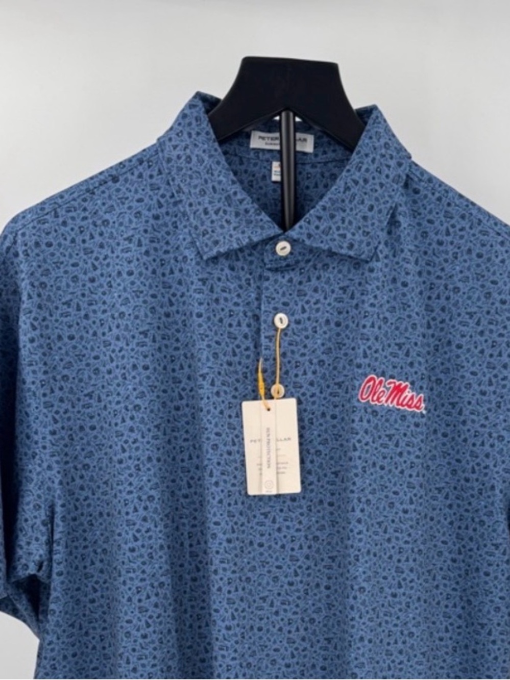 Peter Millar "Ole Miss Blue Haze Lights" Polo - Large - NWT